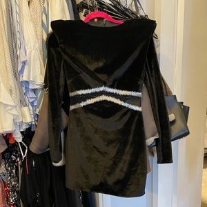 NEW Retrofete black velvet sheer inset mini dress